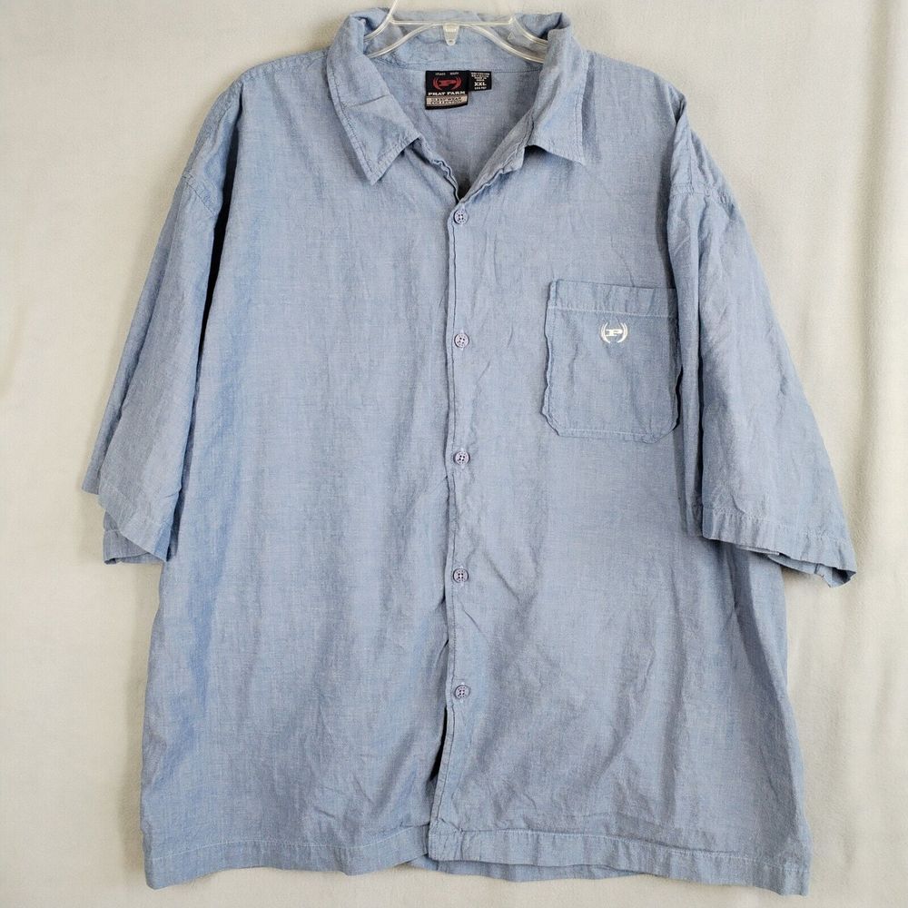 Phat Farm‎ Collection Men's 2XL Sleepwear Pajamas Shirt Top Blue Chambray Logo